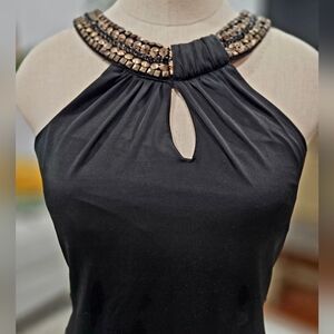 Vintage 2b Bebe Black Halter top with Beaded Neckline